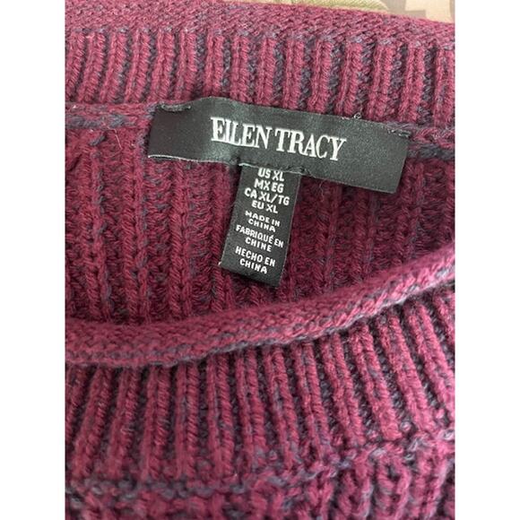 Ellen Tracy Burgundy Wine Bulky Rib-Knit Sweater Plus Size XL Oversized Winter - Picture 2 of 9